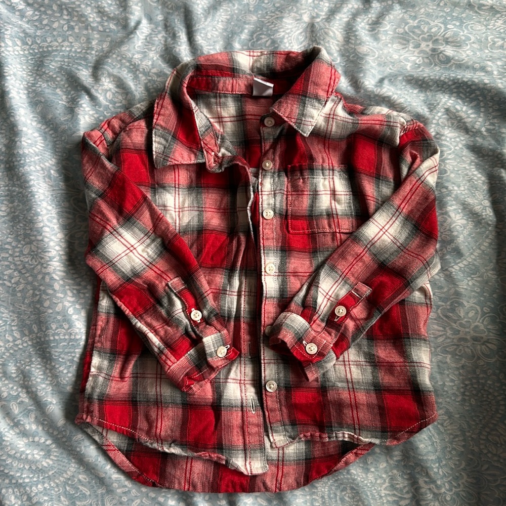 GAP girl's 3T red plaid shirt